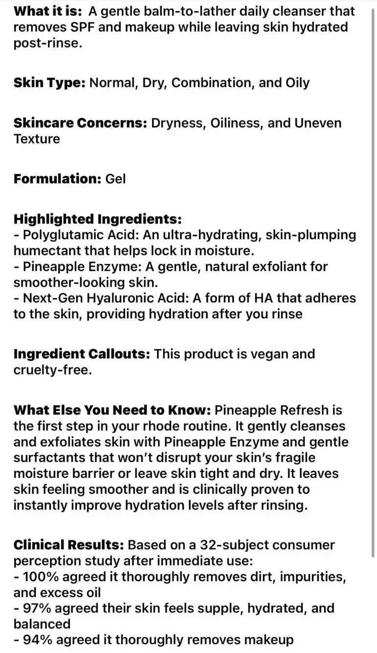 Rhode Pineapple Refresh PGA Daily Cleanser 150ml